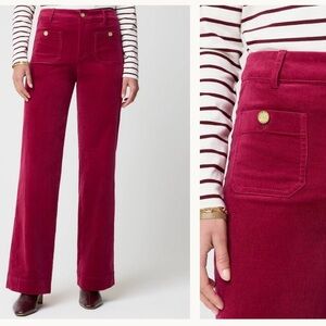NWT sz29 J. Crew Lizzie Patch Pockets Bright Burgundy Corduroy Pants